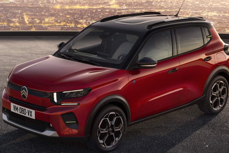 Citroen e-C3 Elétrico vermelho na diagonal