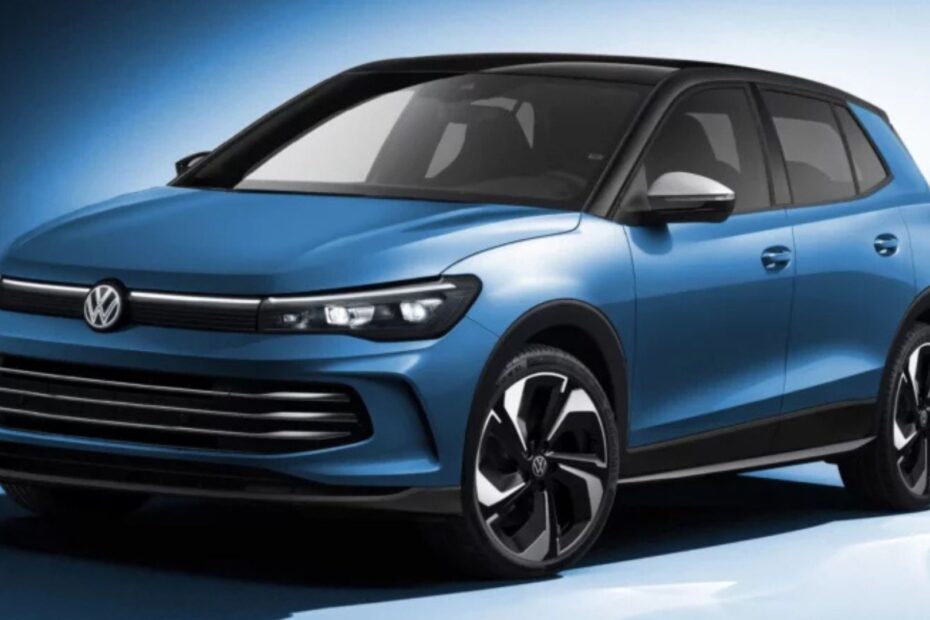 Volkswagen Tera azul parado na diagonal.