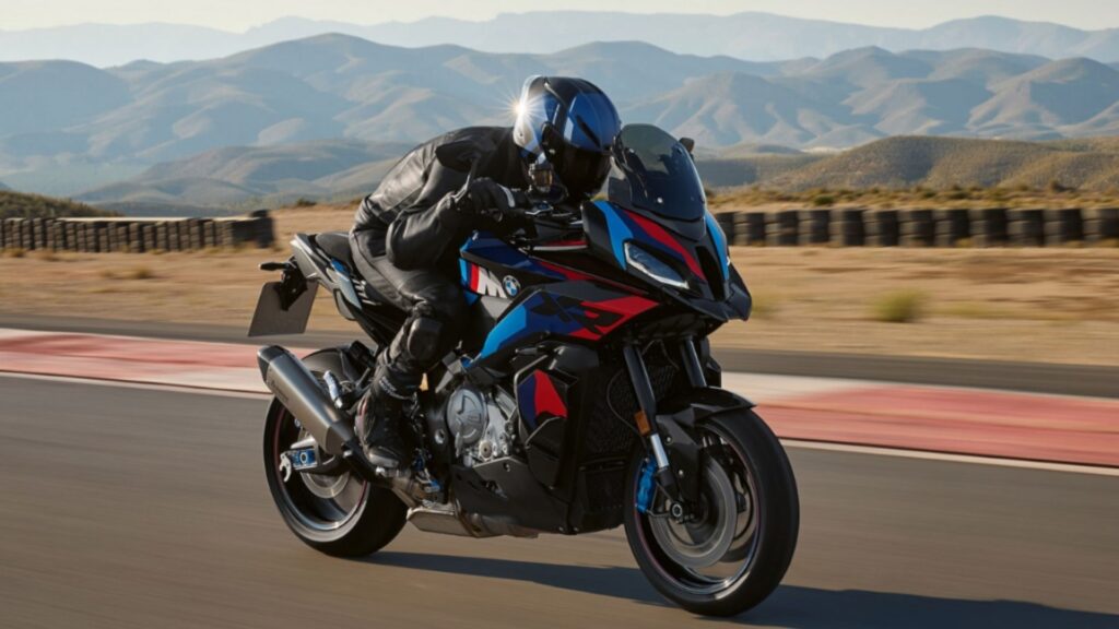 BMW S 1000 XR acelerando na estrada.