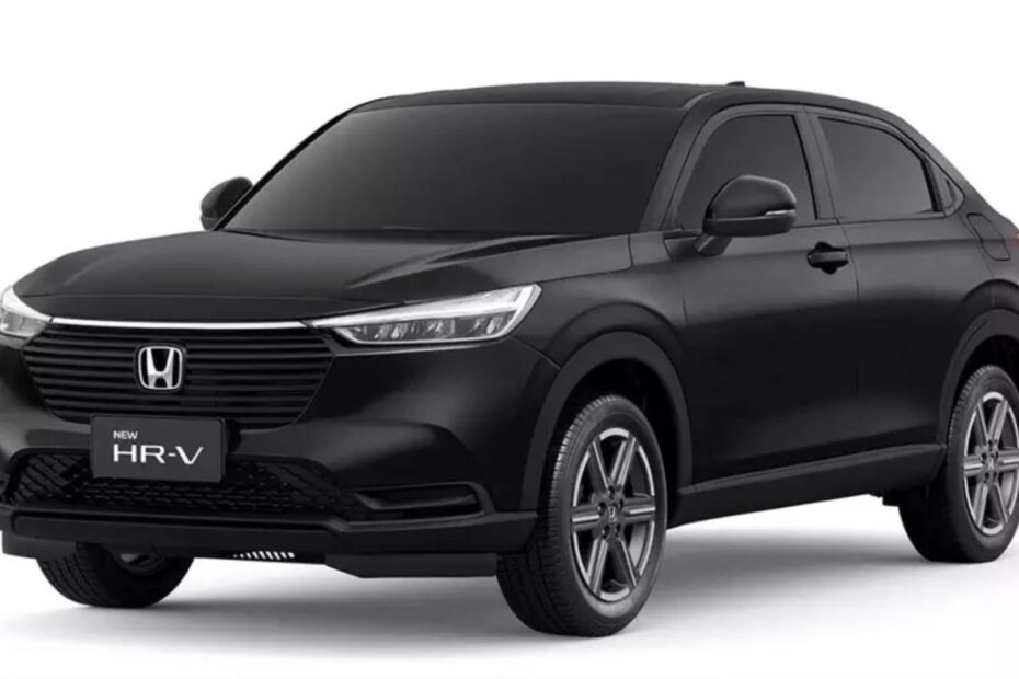 Honda HR-V preto na diagonal em um fundo branco.