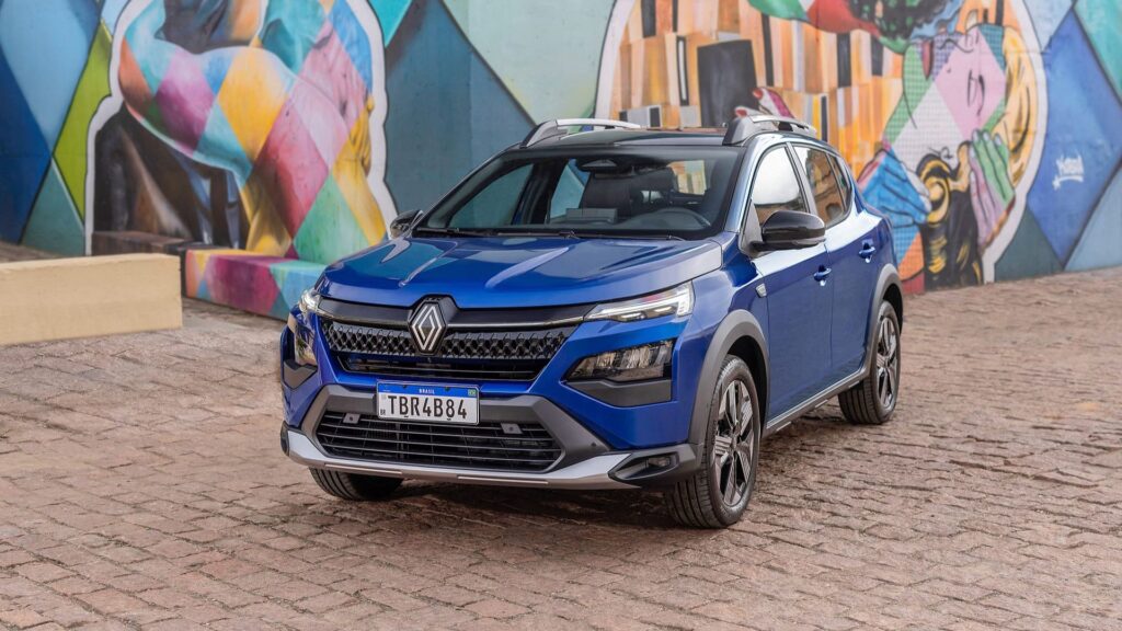 Renault Kardian 2026 azul parado na diagonal.