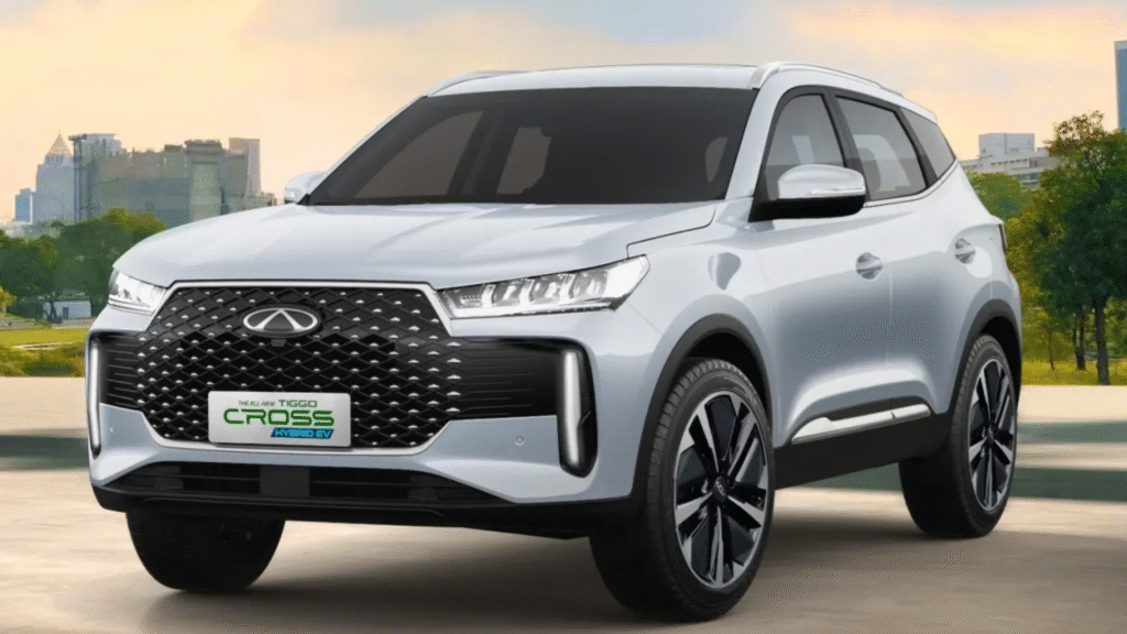 CAOA Chery Tiggo 5X 2026 branco parado na diagonal.
